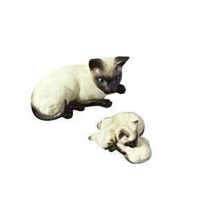 Beswick England Ceramic‎ Siamese Cat 1559 Figurine 7.25 inches & 3" lot of 2